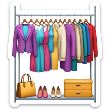 open wardrobe with woman clothes hanging inside sticker