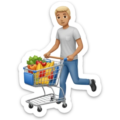 man-with-a-shopping-cart-full-body sticker
