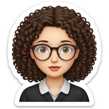 brunette girl with glasses and curly hair sticker