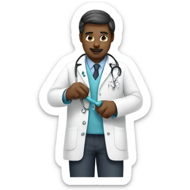 Doctor tying a tube in a knot sticker