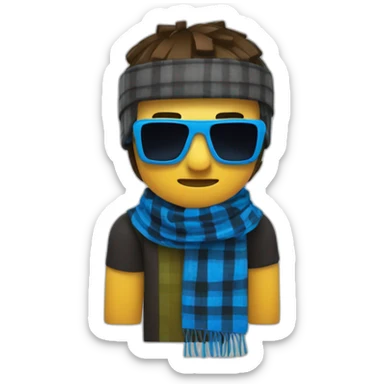 Lololoshka is a minecraft er with blue sunglasses and Blue & Black Plaid Bandana Scarf sticker