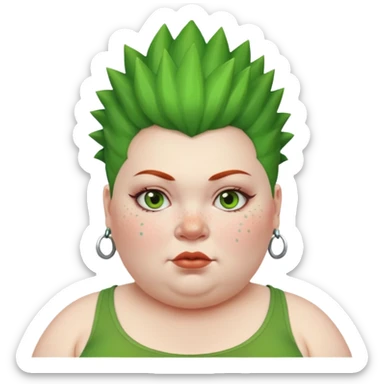 fat woman green mohawk sticker