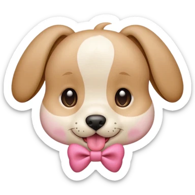 This puppy HEAD 🐶 with a pink bow and tongue out, please in apple ios emoji stylem not fluffy!! Not white, not hairy!  sticker