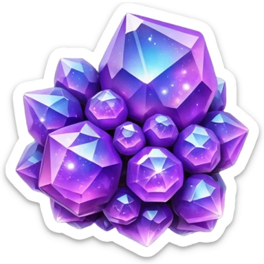 glossy purple glass nebula crystal clusters sticker
