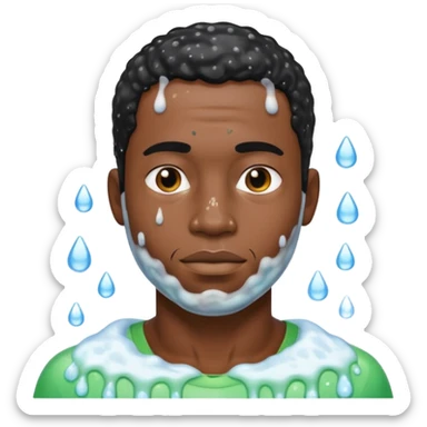 Black man in shower with black man sticker