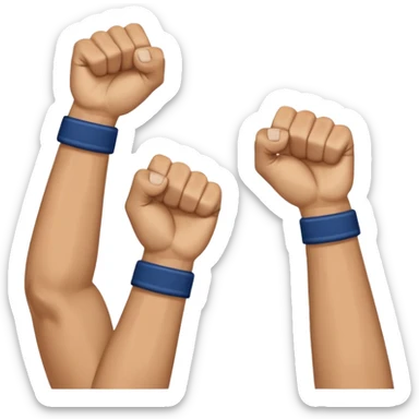 two raised hands in celebration with dark blue check between  sticker