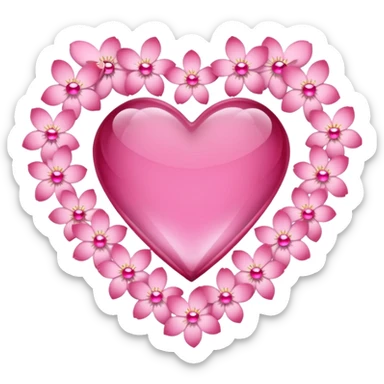 sakura heart with a pink gem border sticker