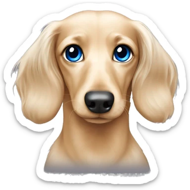 Dachshund cream long haired with 1 blue eye  sticker