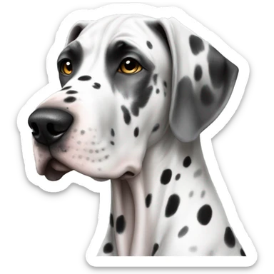 Great Dane white gray black spots and a girl sticker