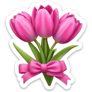 Pink tulips with a bow sticker