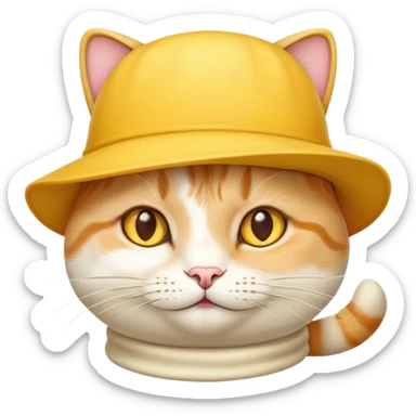 cheese cat wearing a yellow hat sticker