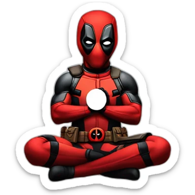 Deadpool doing a meditation sticker