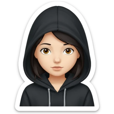 girl with a hood on with dark hair sticker