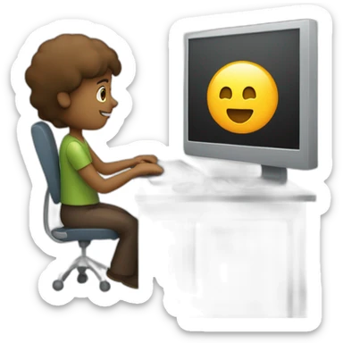 a person is working at a computer sticker