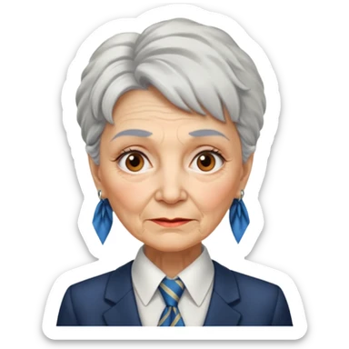 Very old women with Necktie.more smudges on face, different hair style. sticker