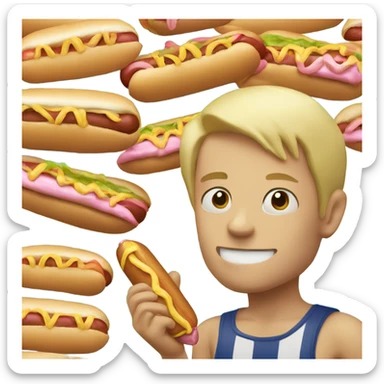 Gay Blonde boy eating hotdog at beach sticker