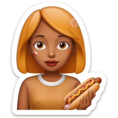 Brown girl smoking a hotdog like a cigarette  sticker