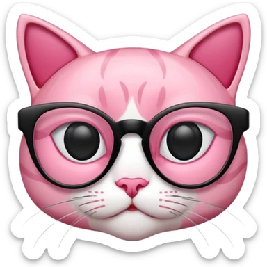 Rose pink glasses, cat type shaped. sticker