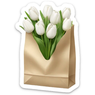 White paper bag with white tulips sticker