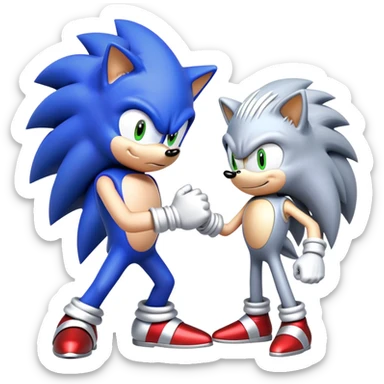 Sonic the Hedgehog and Silver the Hedgehog fist bumping sticker