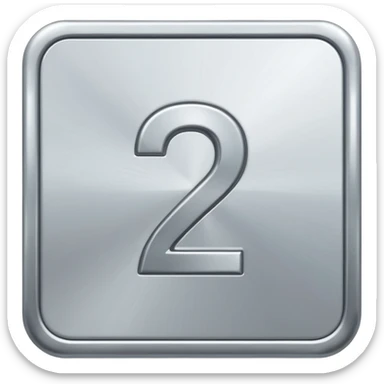 Make a square icon for a paid subscription, silver, and the number 2. sticker