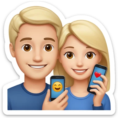 couple photo romantic inside one phone screen  sticker