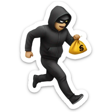 thief running to the bank sticker
