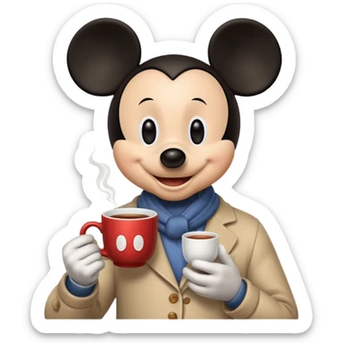 Disney Mickey with a cup of tea sticker