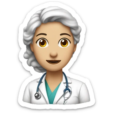 Dessine moi une image humoristique d'un docteur femme en train de faire une piqure à un patient avec une très grosse seringue.  sticker