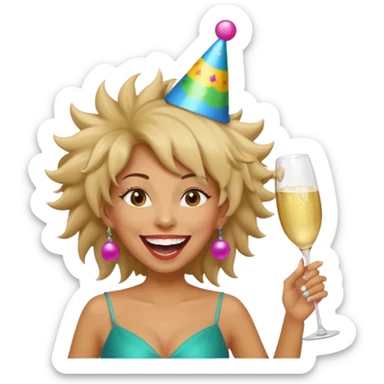 Funny, fast-talking, a little unpredictable. Life of the party vibes. woman with crazy hair
more dinamic emoji  sticker