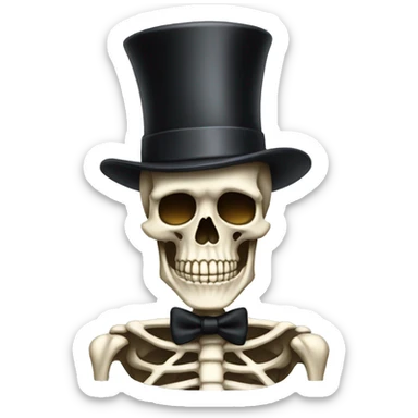 skeleton with a top hat  sticker