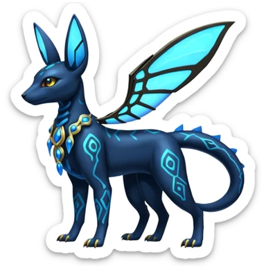 Shiny blue nebulae 4-legged Umbreon-Anubis-Salandit-Beedrill-fusion, full body sticker