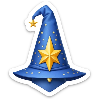 blue wizard hat with star-yellow pattern sticker