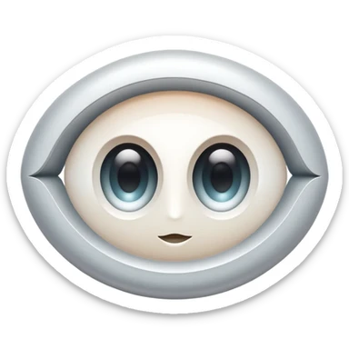 stylized capital letter O in white, almond-shaped gradient oval eye form, silver curved accents on each side, symbol of vision and focus sticker