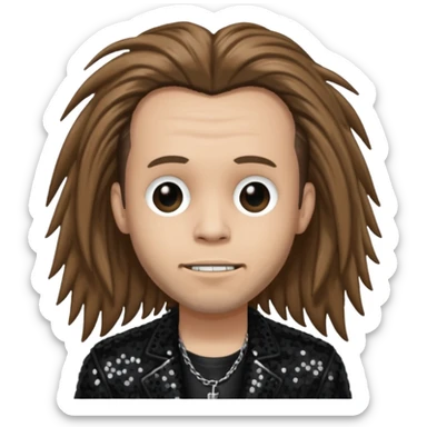 James Munky Shaffer from Korn with long light brown hair, light skin, black sequin outfit sticker