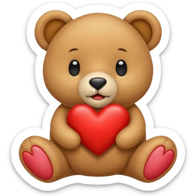 Orsetto con il peluche che tiene un cuore rosso sticker