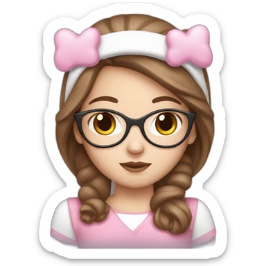 White girl with brown hair disguised in hellokitty sticker