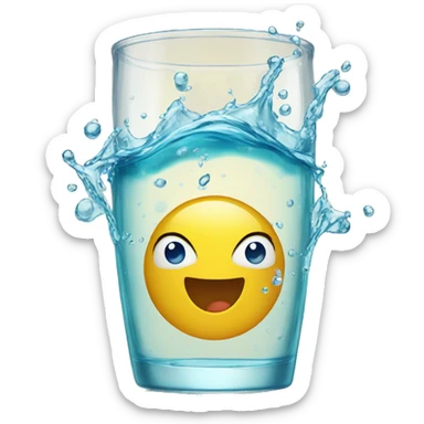 Sparkling splashing clear water in a clear glass  sticker