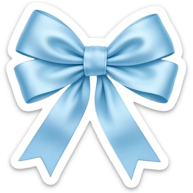 A delicate baby blue silk ribbon tied into a soft bow, gently resting on a white marble surface.
 sticker
