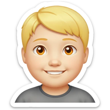 "- Nam
- 10 tuổi
- Da trắng
- Tóc ngắn, vàng
- Cười tươi, mặt mũm mĩm
- Mắt cam
" sticker