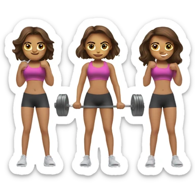 3 girls with brown hair doing barbell squats sticker