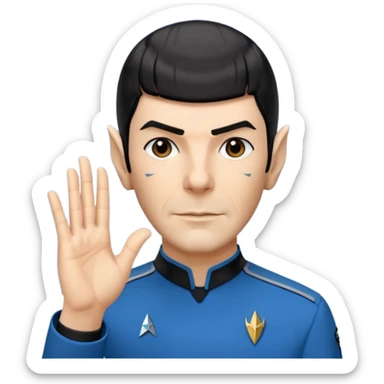 Spock with the Vulcan salute with Starfleet blue uniform (Star Trek) no green face sticker