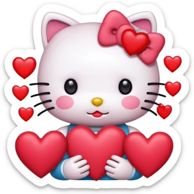 Hello kitty enamorada con muchos corazónes sticker