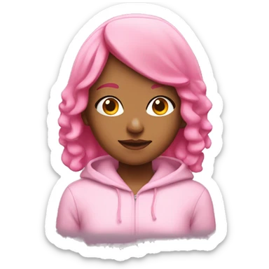 girl with pink bob hairstyle in pink hoodie sticker