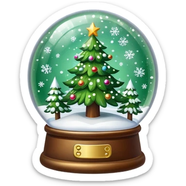 Christmas tree snow globe sticker