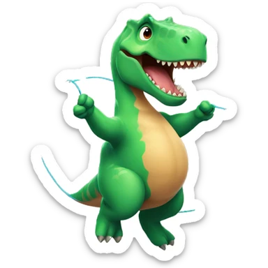 dinosaur jumping rope sticker