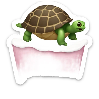 Un moño rosa con una tortuga de color blanco sticker