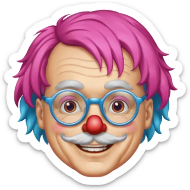 grandpa clown with eyeglasses sticker