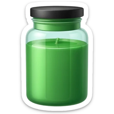 a plastic jar filled with green wax sticker