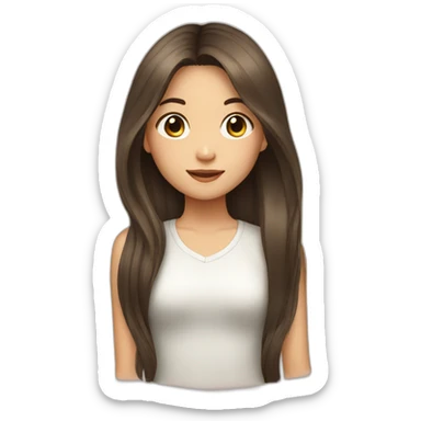 Asian girl with long brown hair sticker